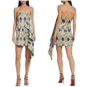 New CINQ À SEPT Luisa Silk Strapless Mini Dress in Green size 8